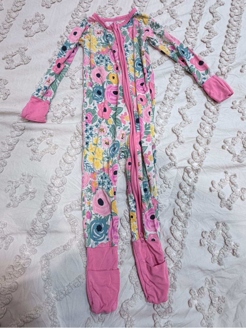Little Sleepies Secret Garden Print Pink Floral Zip Footed One-Piece